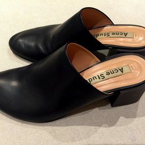 Acne Studios Black Leather Heel Slides Mules